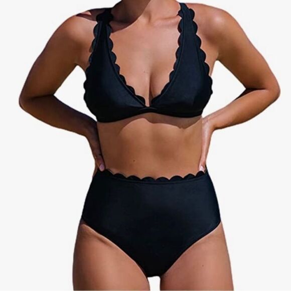 Hilinker V Neck High Waisted BikiniSize Large - Picture 1 of 7